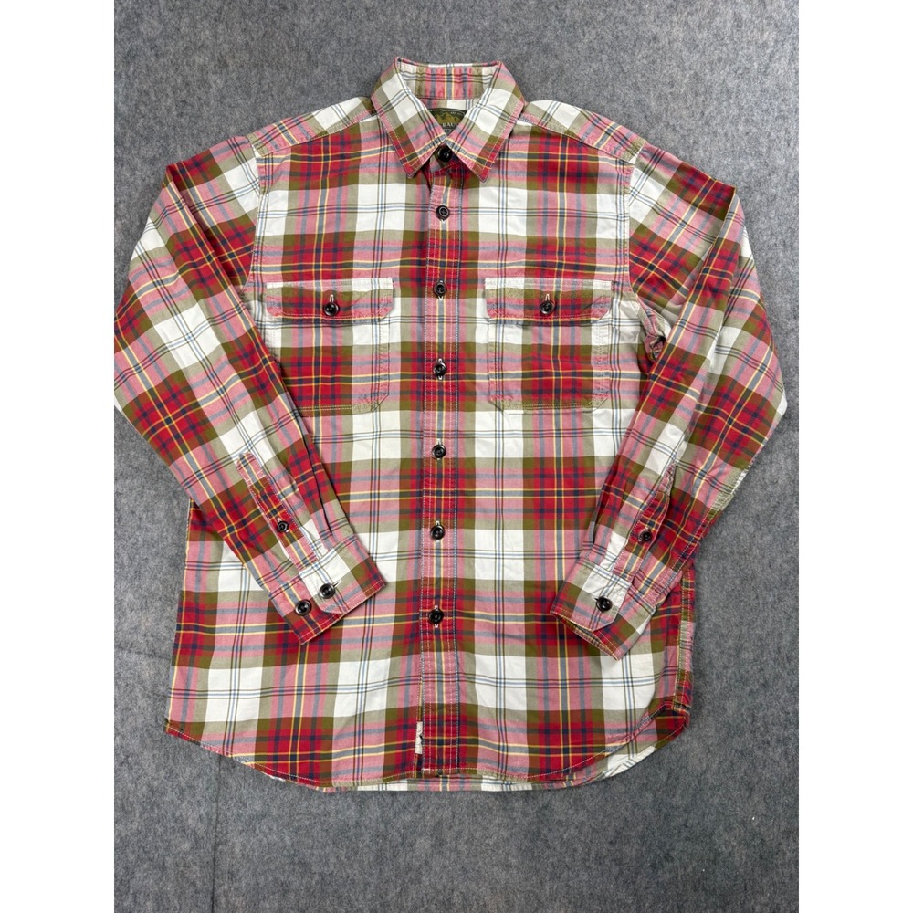 Eddie Bauer Plaid Shirt Mens S Red Green Cotton Sport Shop Button Down Classic